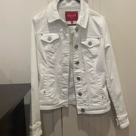 Coats | Guess White Denim Jacket | Poshmark